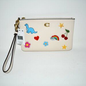 COACH Sticker Print Essential Small Wristlet in Chalk Multi #CCD10 NWT
